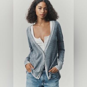 Anthropologie Pilcro Cashmere Cardigan w Star rhinestone buttons in Blue